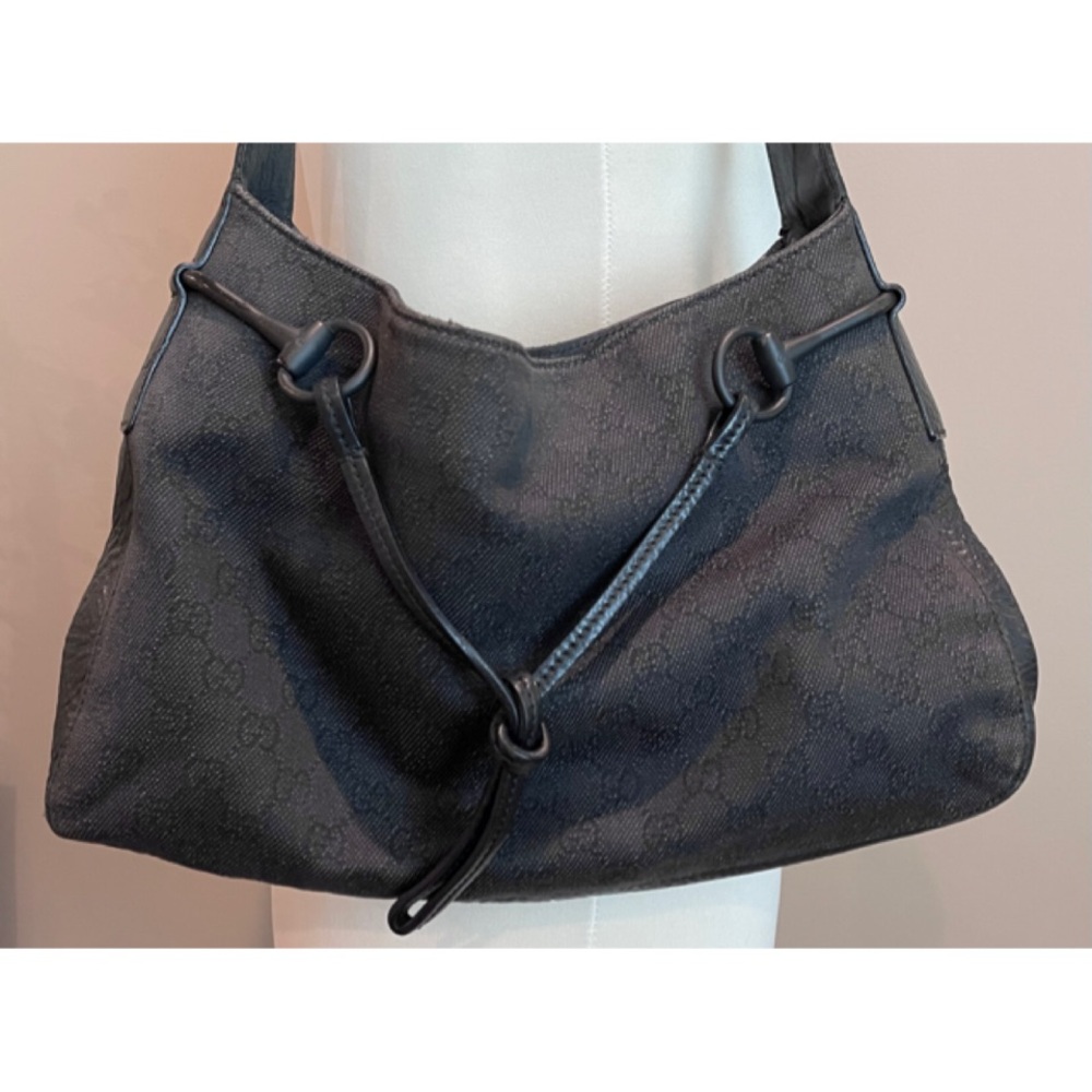 ✨Vintage Iconic GUCCI GG Monogram Horsebit Canvas Hobo Shoulder Bag - Picture 2 of 13